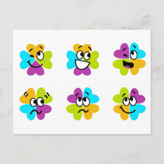 Blume Funny Faces Postcard Postkarte