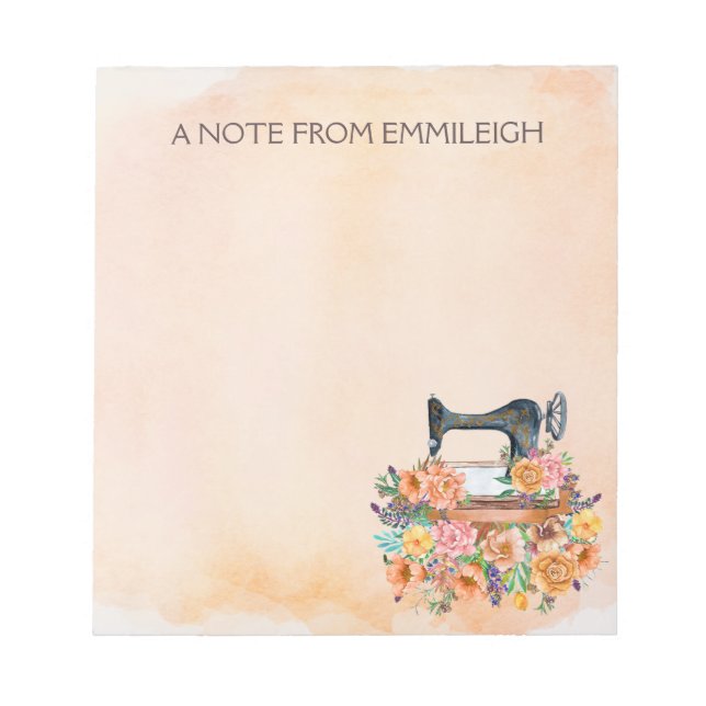 Blume für antike Nähmaschinen Notizblock (Vorderseite)