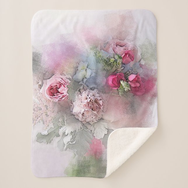 Blume für Aquarell-Rose Moderne Blumenvorlage Sherpadecke (Vorderseite)