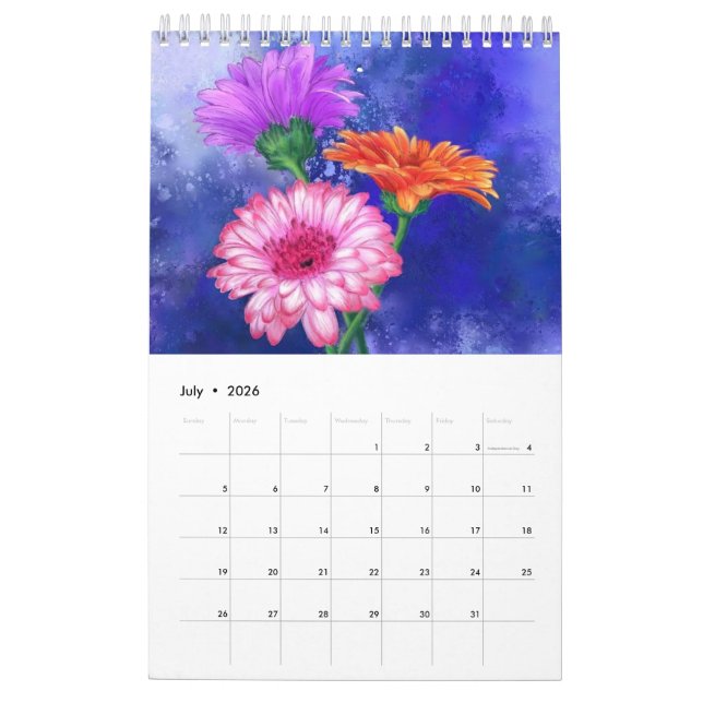 Blume für Aquarellbilder Kalender (Jul 2026)