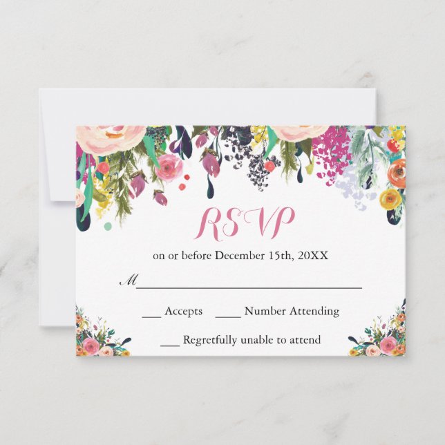 Blume für Aquarellblumen RSVP-Karte RSVP Karte (Vorderseite)