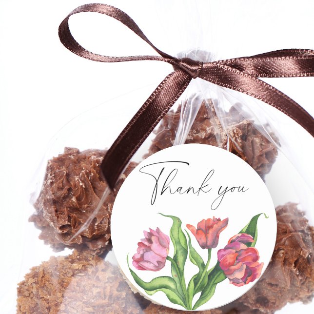 Blume für Aquarellbouquets Dankeschön Karte Runder Aufkleber (Von Creator hochgeladen)