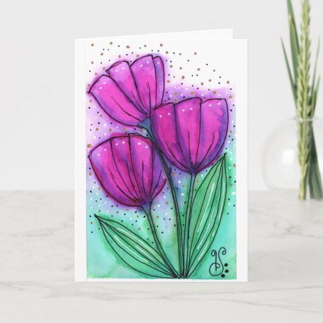Blume für Aquarellfarben 1 Blankokarte Einladung (Vorderseite)
