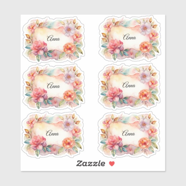 Blume für Aquarellfarben Bezeichnung Aufkleber (Blatt)