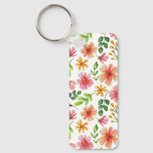 Blume für Aquarellfarben, blau, rosa, Muster-69677 Schlüsselanhänger