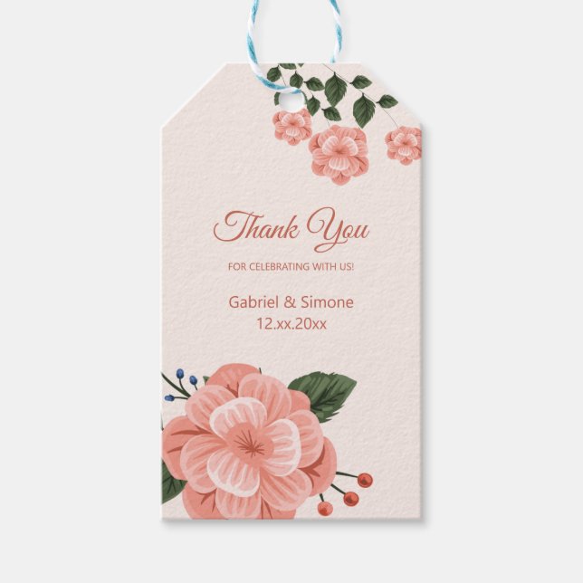 Blume für Aquarellfarben Geschenkanhänger (Vorderseite)