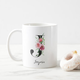 Blume für Aquarellfarben Monogram J Individuelle N Kaffeetasse