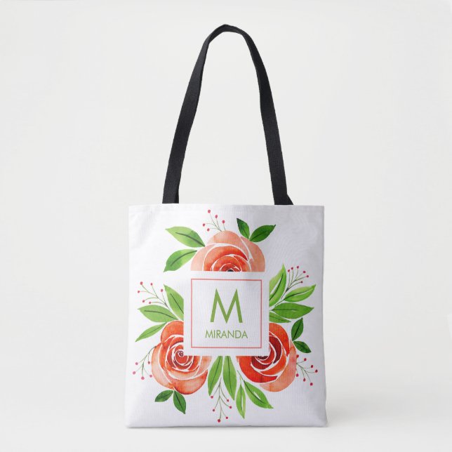 Blume für Aquarellfarben Monogramm Personalisiert (Vorderseite)
