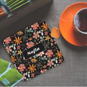 Blume für Aquarellfarben, schwarz Rechteckiger Pappuntersetzer