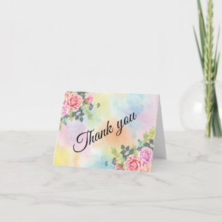 Blume für Aquarellgrün Rosa Hinweis Dankeskarte