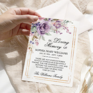 Blume für Beileid-Speicher mit lila Rose Dankeskarte