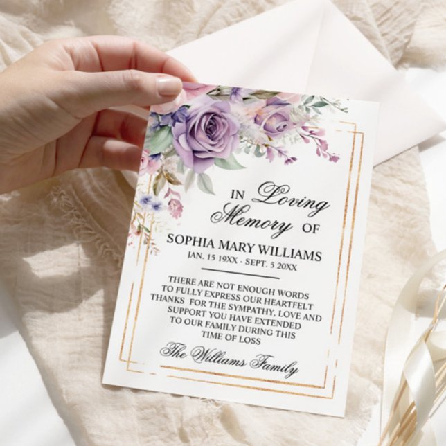 Blume für Beileid-Speicher mit lila Rose Dankeskarte (Von Creator hochgeladen)