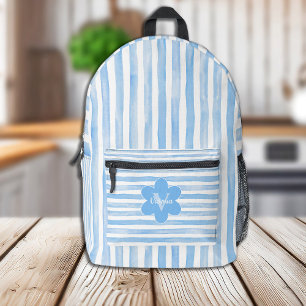 Blume für blaue und weiße Streifen Bedruckter Rucksack