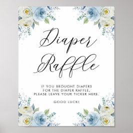 Blume für blaue und weiße Wasserfarben Windeln Poster