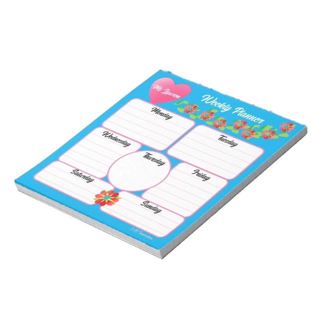 Blume für Blaue Wochen-Planer Notizblock (Rotiert)