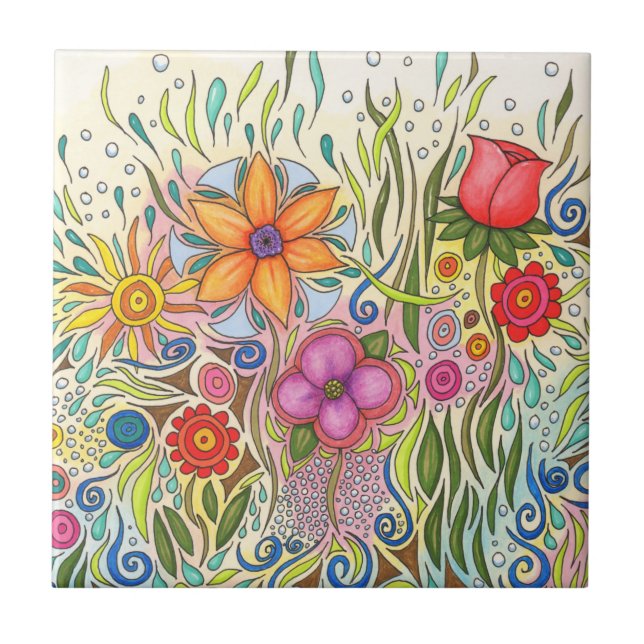 Blume für Blumendesign 12 Fliese (Vorderseite)