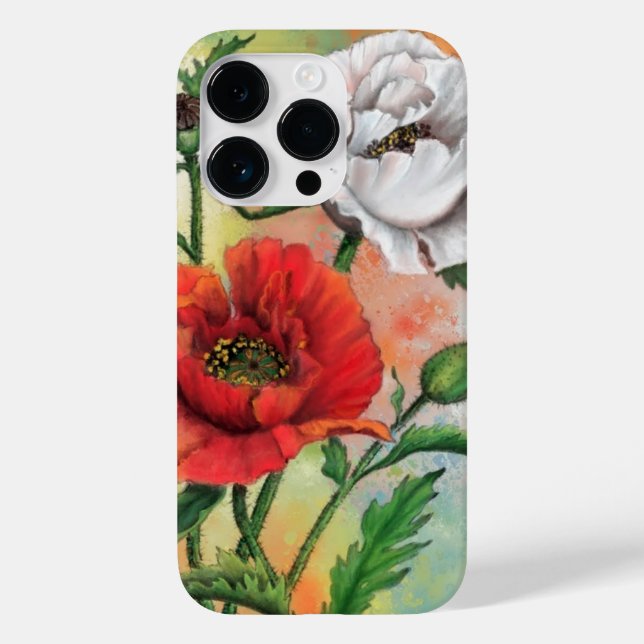 Blume für das iPhone mit rotem weißem Mohn - Maler Case-Mate iPhone Hülle (Rückseite)