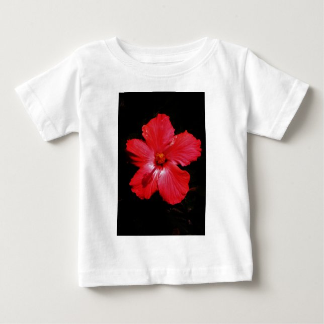 Blume für den roten Hibiskus in Rot Baby T-shirt (Vorderseite)