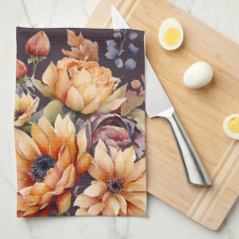 Blume für den Wasserfarbenfall - Lila- Geschirrtuch