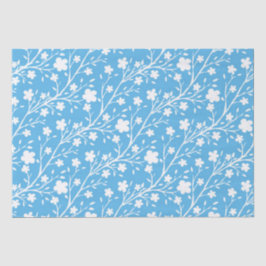 Blume für den weißen Frühling auf Blau Seidenpapier