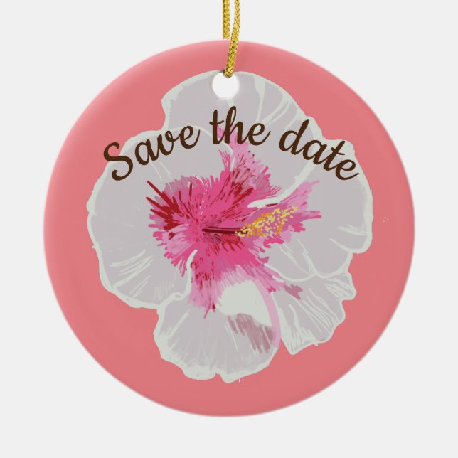 Blume für den weißen Hibiskus Keramik Ornament (Vorne)