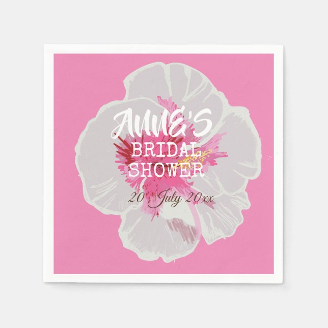 Blume für den weißen Hibiskus Serviette (Vorderseite)