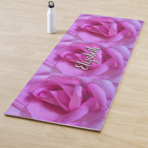 Blume für die Hot-Pink-Rose Fügen Sie Ihren Namen Yogamatte