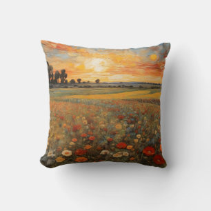 Blume für die Malerei Landscape Sunset #3 Kissen