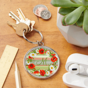 Blume für die Poppies Monogramm Schlüsselanhänger