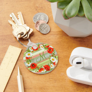 Blume für die Poppies Monogramm Schlüsselanhänger