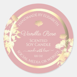 Blume für die Produktverpackung in Rosa und Gold Runder Aufkleber