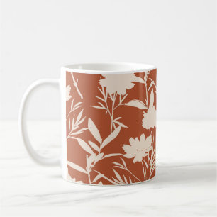 Blume für die Retro-Silhouette: nahtloses Muster i Kaffeetasse