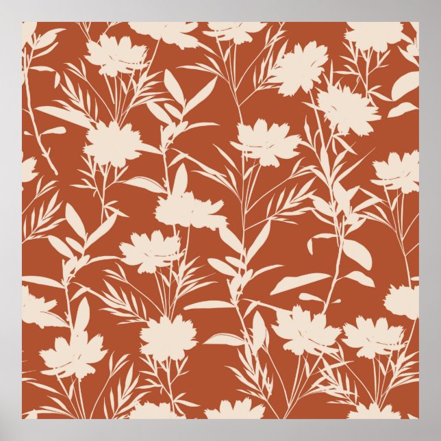 Blume für die Retro-Silhouette: nahtloses Muster i Poster (Vorne)