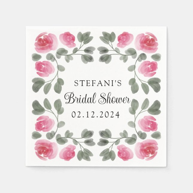 Blume für die Rosa Wasserfarbe Serviette (Vorderseite)