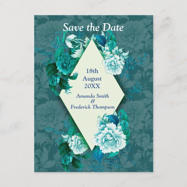 Blume für die weiße/grüne Rose auf dem Grünbuch Ankündigungspostkarte (Vorderseite)