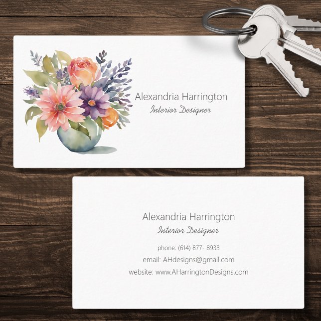 Blume für einfache Wasserfarben in Vase Visitenkarte (Von Creator hochgeladen)