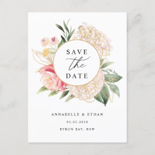 Blume für Erdnüsse und Gold Save the Date Postkarte