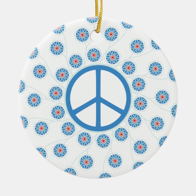 Blume für Friedenszeichen Keramik Ornament (Vorne)