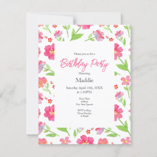 Blume für gemischte Wasserfarben 2 Einladung