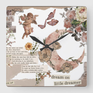 Blume für grafische Kunst Zitat Jornal Engel T - Quadratische Wanduhr