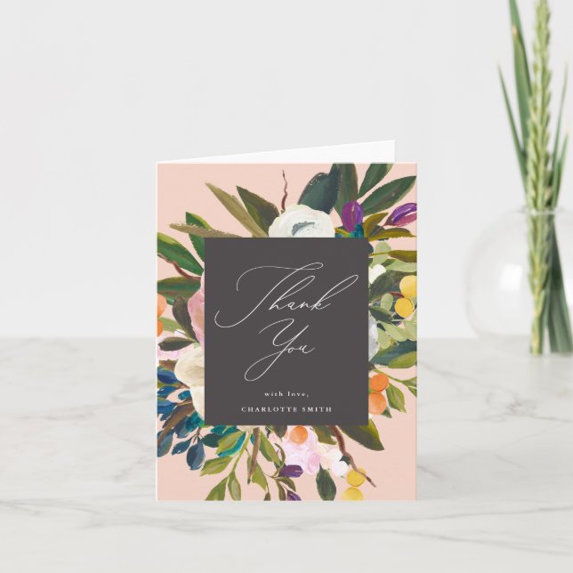 Blume für helle Zitrusfrüchte | Pfirsich Dankeskarte (Vorderseite)