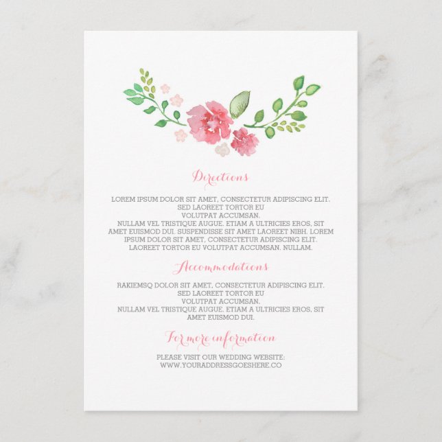 Blume für Hochzeiten - Informationen Begleitkarte (Vorderseite)