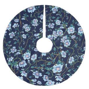 Blume für Kinder: nahtlos dunkelblau Polyester Weihnachtsbaumdecke