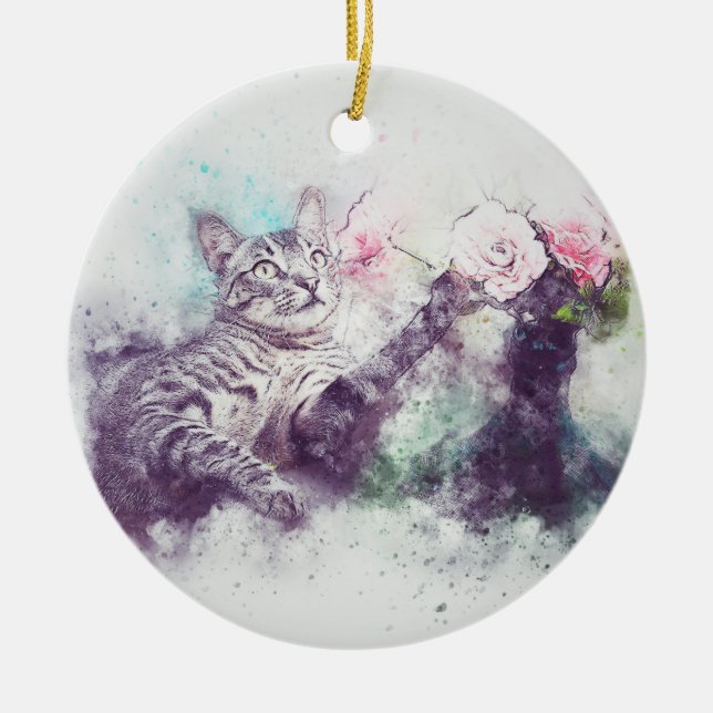 Blume für Kitty | ABSTRAKT | Wasserfarbe Keramikornament (Vorne)