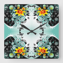 Blume für klassische Stile Quadratische Wanduhr