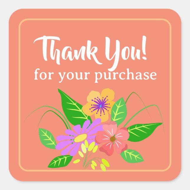 Blume für kleine Unternehmen Vielen Dank Quadratischer Aufkleber (Vorderseite)