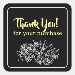 Blume für kleine Unternehmen Vielen Dank Quadratischer Aufkleber