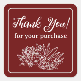Blume für kleine Unternehmen Vielen Dank Quadratischer Aufkleber