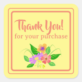 Blume für kleine Unternehmen Vielen Dank Quadratischer Aufkleber