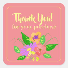 Blume für kleine Unternehmen Vielen Dank Quadratischer Aufkleber
